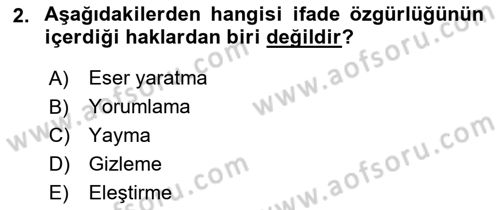 Medya Hukuku Dersi 2021 - 2022 Yılı (Vize) Ara Sınav Soruları 2. Soru
