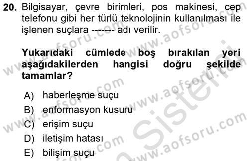 Medya Hukuku Dersi 2021 - 2022 Yılı (Vize) Ara Sınav Soruları 20. Soru