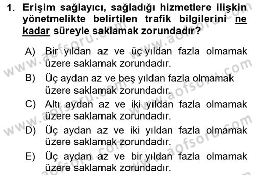 Medya Hukuku Dersi 2021 - 2022 Yılı (Final) Dönem Sonu Sınavı 1. Soru