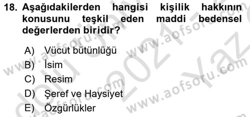 Medya Hukuku Dersi 2021 - 2022 Yılı Yaz Okulu Sınavı 18. Soru