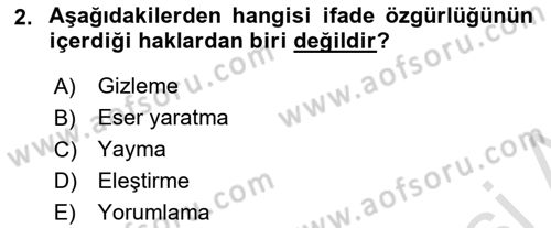 Medya Hukuku Dersi 2021 - 2022 Yılı Yaz Okulu Sınavı 2. Soru