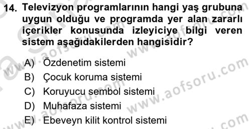 Medya Hukuku Dersi 2022 - 2023 Yılı (Vize) Ara Sınavı 14. Soru