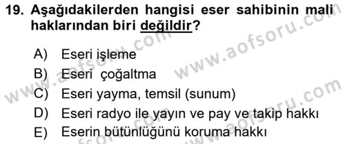 Medya Hukuku Dersi 2022 - 2023 Yılı (Vize) Ara Sınavı 19. Soru