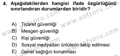 Medya Hukuku Dersi 2022 - 2023 Yılı (Vize) Ara Sınavı 4. Soru