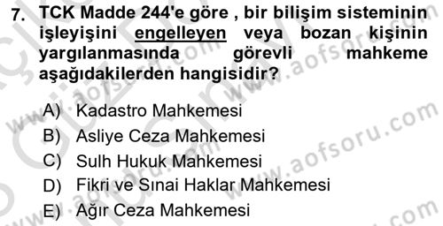 Medya Hukuku Dersi 2022 - 2023 Yılı (Final) Dönem Sonu Sınavı 7. Soru