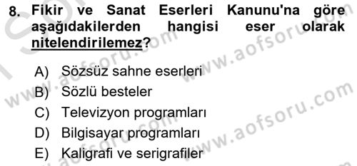 Medya Hukuku Dersi 2022 - 2023 Yılı (Final) Dönem Sonu Sınavı 8. Soru