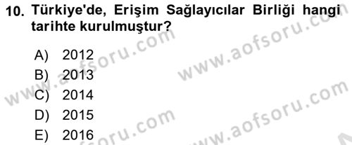 Medya Hukuku Dersi 2022 - 2023 Yılı Yaz Okulu Sınavı 10. Soru