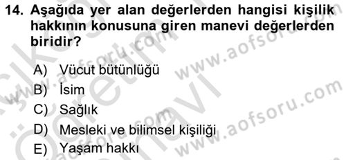 Medya Hukuku Dersi 2022 - 2023 Yılı Yaz Okulu Sınavı 14. Soru