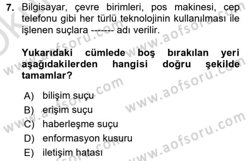 Medya Hukuku Dersi 2022 - 2023 Yılı Yaz Okulu Sınavı 7. Soru