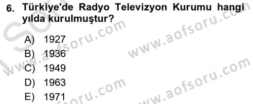 Medya Hukuku Dersi 2023 - 2024 Yılı (Final) Dönem Sonu Sınavı 6. Soru