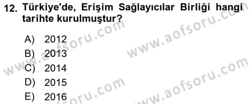 Medya Hukuku Dersi 2023 - 2024 Yılı Yaz Okulu Sınavı 12. Soru