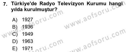 Medya Hukuku Dersi 2023 - 2024 Yılı Yaz Okulu Sınavı 7. Soru