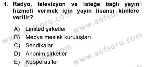 Medya Hukuku Dersi 2024 - 2025 Yılı (Vize) Ara Sınavı 1. Soru