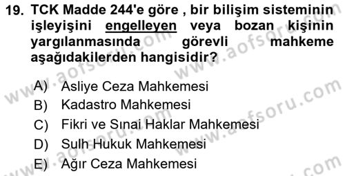 Medya Hukuku Dersi 2024 - 2025 Yılı (Vize) Ara Sınavı 19. Soru