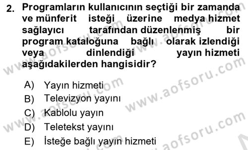 Medya Hukuku Dersi 2024 - 2025 Yılı (Vize) Ara Sınavı 2. Soru