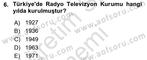 Medya Hukuku Dersi 2024 - 2025 Yılı (Vize) Ara Sınavı 6. Soru