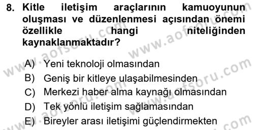 Medya Hukuku Dersi 2024 - 2025 Yılı (Vize) Ara Sınavı 8. Soru