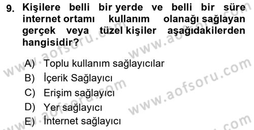 Medya Hukuku Dersi 2024 - 2025 Yılı (Vize) Ara Sınavı 9. Soru