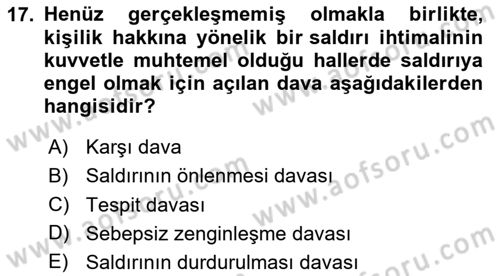 Medya Hukuku Dersi 2024 - 2025 Yılı (Final) Dönem Sonu Sınav Soruları 17. Soru