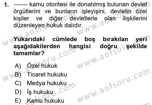 Medya Hukuku Dersi 2024 - 2025 Yılı Yaz Okulu Sınav Soruları 1. Soru