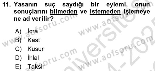 Medya Hukuku Dersi 2024 - 2025 Yılı Yaz Okulu Sınav Soruları 11. Soru