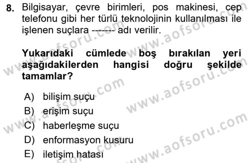 Medya Hukuku Dersi 2024 - 2025 Yılı Yaz Okulu Sınav Soruları 8. Soru