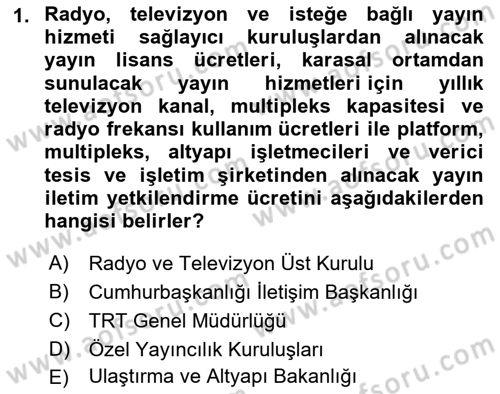 Medya Hukuku Dersi 2025 - 2026 Yılı (Vize) Ara Sınav Soruları 1. Soru