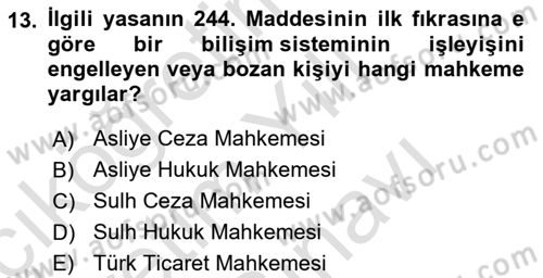 Medya Hukuku Dersi 2025 - 2026 Yılı (Vize) Ara Sınav Soruları 13. Soru