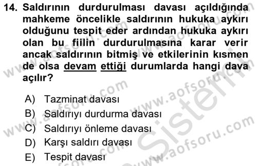 Medya Hukuku Dersi 2025 - 2026 Yılı (Final) Dönem Sonu Sınav Soruları 14. Soru