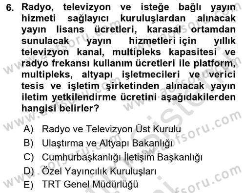 Medya Hukuku Dersi 2025 - 2026 Yılı (Final) Dönem Sonu Sınav Soruları 6. Soru