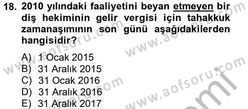 Vergi Usul Hukuku Dersi 2012 - 2013 Yılı (Vize) Ara Sınav Soruları 18. Soru