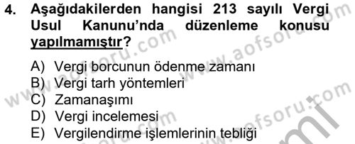 Vergi Usul Hukuku Dersi 2012 - 2013 Yılı (Vize) Ara Sınav Soruları 4. Soru