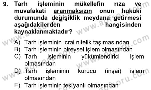 Vergi Usul Hukuku Dersi 2012 - 2013 Yılı (Vize) Ara Sınav Soruları 9. Soru