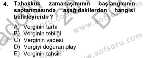 Vergi Usul Hukuku Dersi 2012 - 2013 Yılı (Final) Dönem Sonu Sınav Soruları 4. Soru