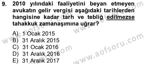 Vergi Usul Hukuku Dersi 2012 - 2013 Yılı (Final) Dönem Sonu Sınav Soruları 9. Soru