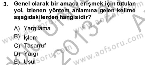Vergi Usul Hukuku Dersi 2013 - 2014 Yılı (Vize) Ara Sınav Soruları 3. Soru