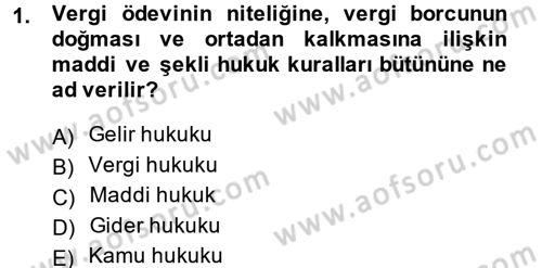 Vergi Usul Hukuku Dersi 2013 - 2014 Yılı (Final) Dönem Sonu Sınav Soruları 1. Soru