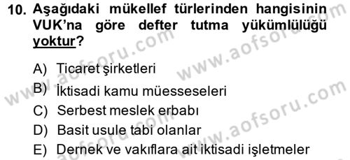 Vergi Usul Hukuku Dersi 2013 - 2014 Yılı (Final) Dönem Sonu Sınav Soruları 10. Soru