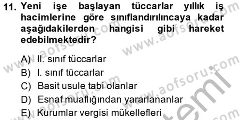 Vergi Usul Hukuku Dersi 2013 - 2014 Yılı (Final) Dönem Sonu Sınav Soruları 11. Soru
