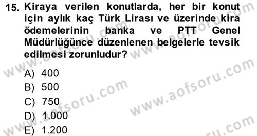 Vergi Usul Hukuku Dersi 2013 - 2014 Yılı (Final) Dönem Sonu Sınav Soruları 15. Soru