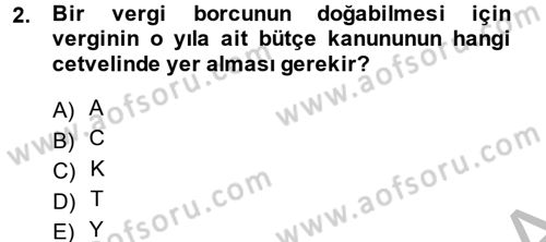 Vergi Usul Hukuku Dersi 2013 - 2014 Yılı (Final) Dönem Sonu Sınav Soruları 2. Soru
