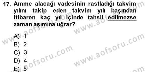 Vergi Usul Hukuku Dersi 2014 - 2015 Yılı (Vize) Ara Sınavı 17. Soru