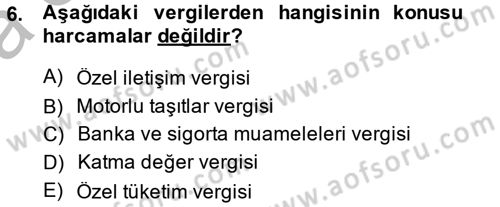Vergi Usul Hukuku Dersi 2014 - 2015 Yılı (Vize) Ara Sınav Soruları 6. Soru