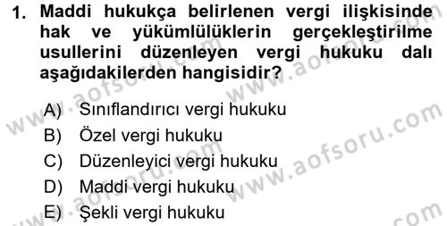 Vergi Usul Hukuku Dersi 2015 - 2016 Yılı (Vize) Ara Sınav Soruları 1. Soru