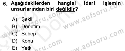 Vergi Usul Hukuku Dersi 2015 - 2016 Yılı (Vize) Ara Sınav Soruları 6. Soru