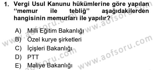 Vergi Usul Hukuku Dersi 2015 - 2016 Yılı (Final) Dönem Sonu Sınav Soruları 1. Soru