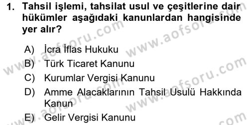 Vergi Usul Hukuku Dersi 2016 - 2017 Yılı (Vize) Ara Sınav Soruları 1. Soru