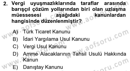 Vergi Usul Hukuku Dersi 2016 - 2017 Yılı (Vize) Ara Sınav Soruları 2. Soru