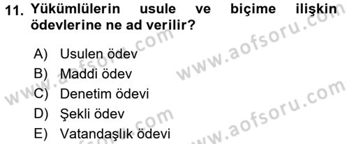 Vergi Usul Hukuku Dersi 2016 - 2017 Yılı (Final) Dönem Sonu Sınav Soruları 11. Soru