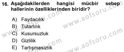 Vergi Usul Hukuku Dersi 2021 - 2022 Yılı (Vize) Ara Sınav Soruları 16. Soru